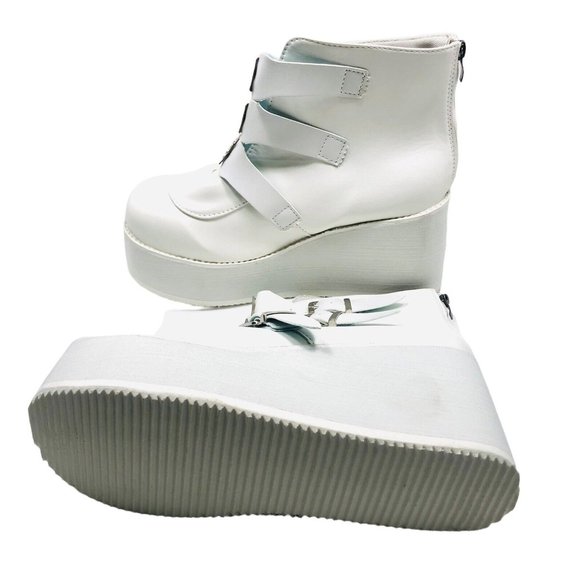 LUCKY STEP Women Platform Chunky Ankle Boots - Round Toe Zipper Wedges High - Picture 5 of 7